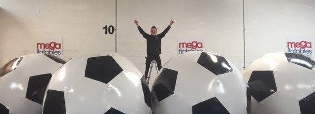 inflatable football shootout close up