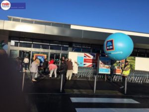 Aldi Inflatable Sphere Outside Store