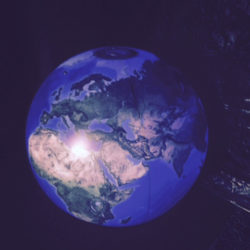 2m Earth with lights in