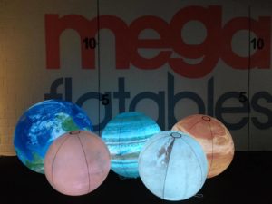 Space Inflatables for hire, Glowing Planet Inflatables by Megaflatables