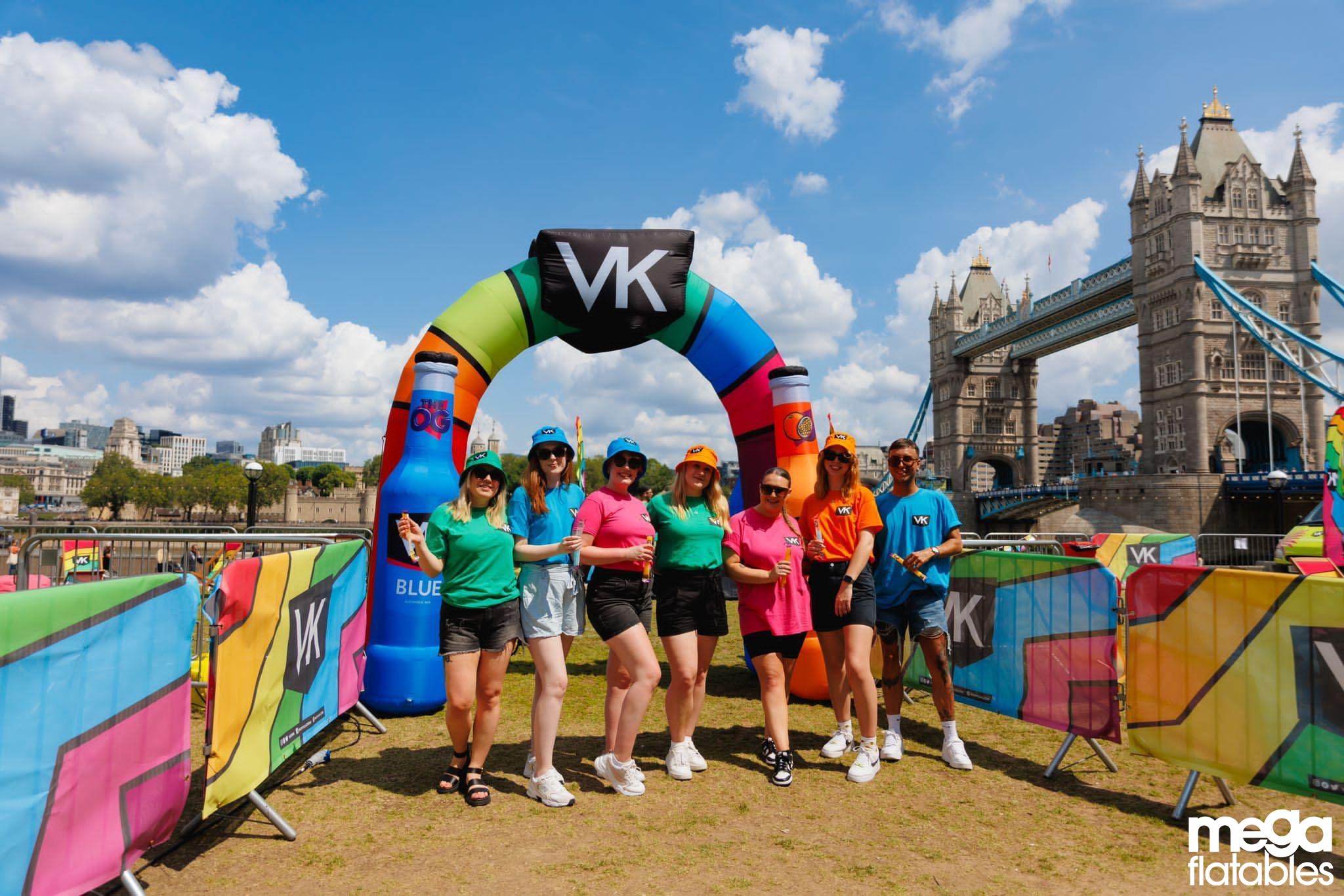 Branded inflatable VK arch infront of tower bridge