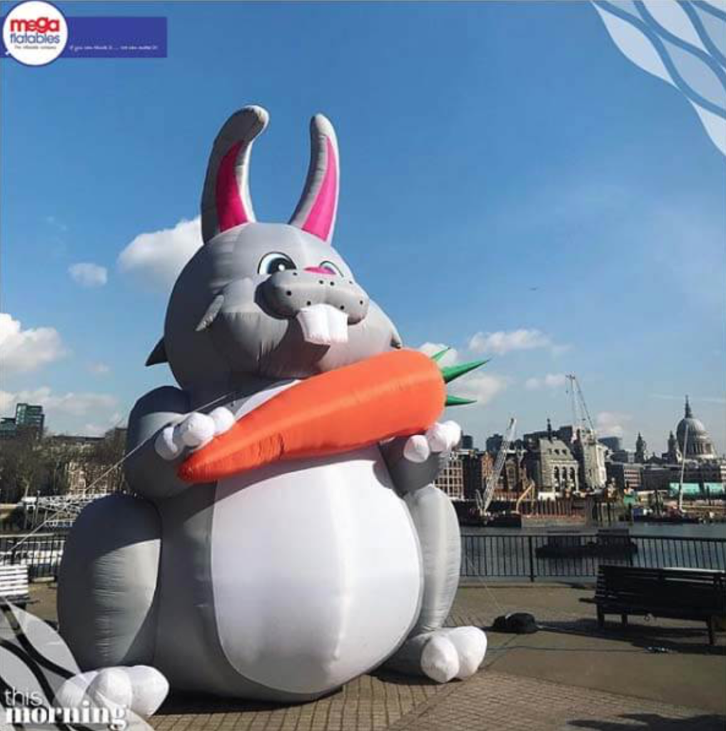 Giant inflatable bunny with carrot