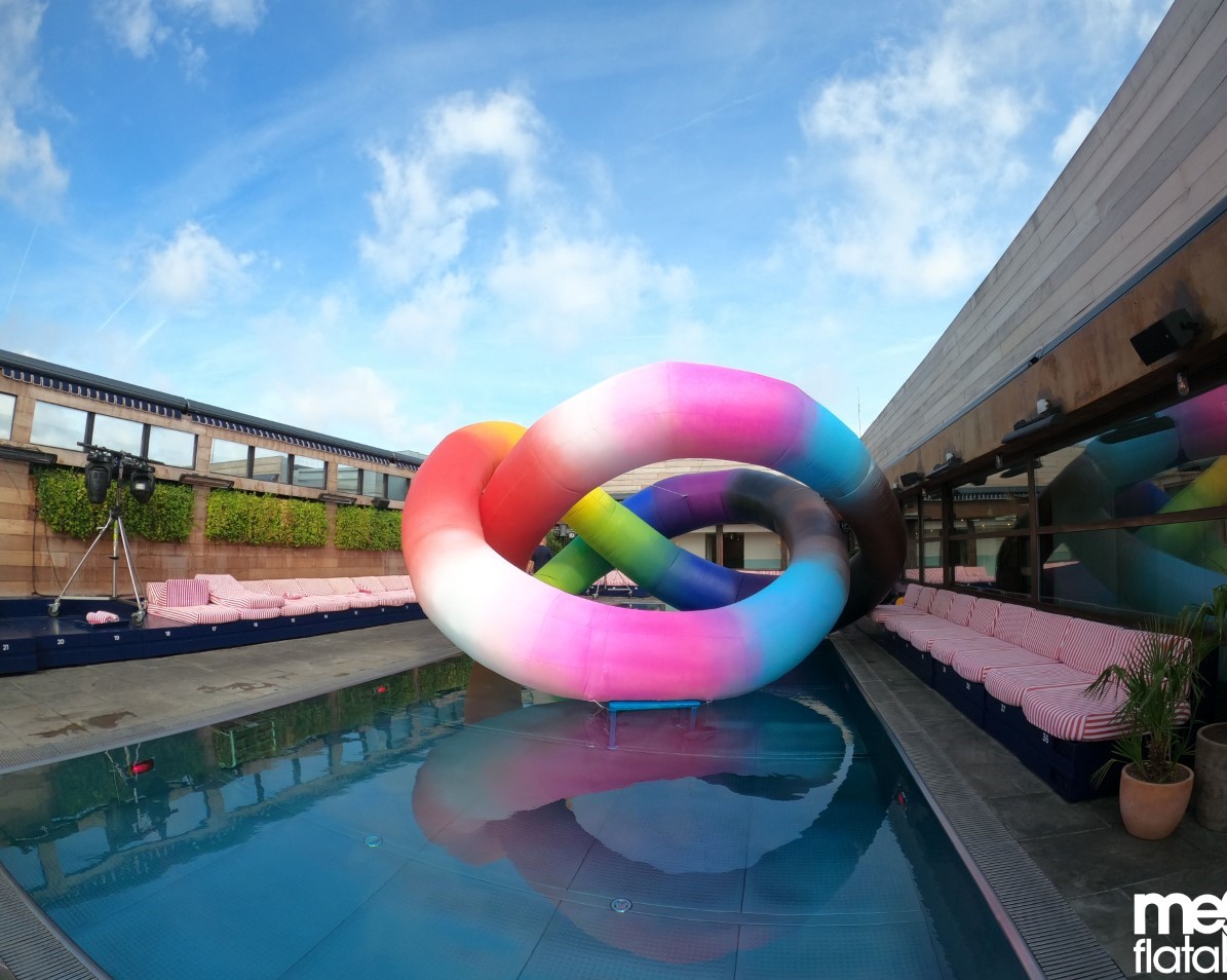 infinity inflatable on top of swimming pool