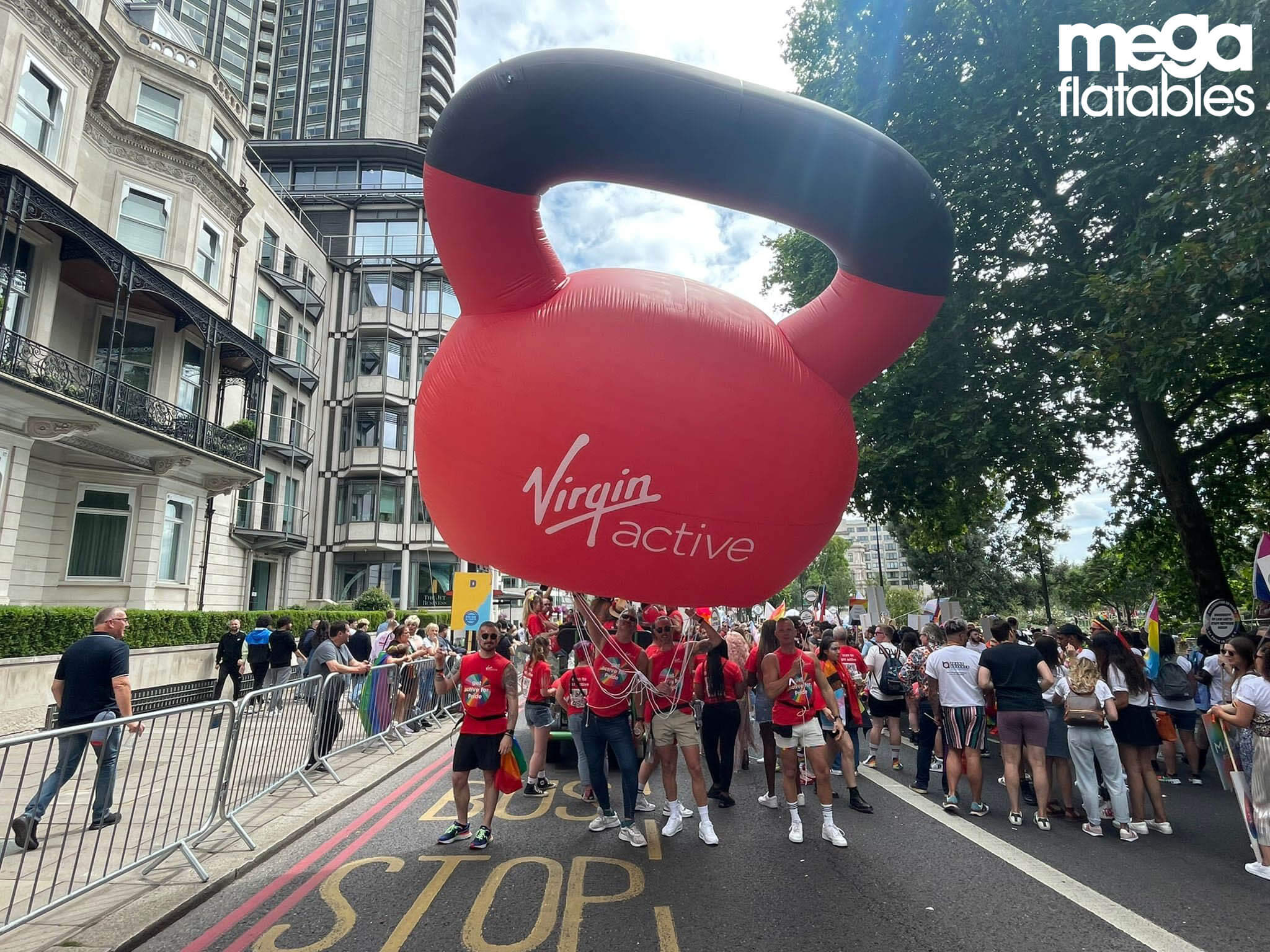 Giant inflatable kettlebell