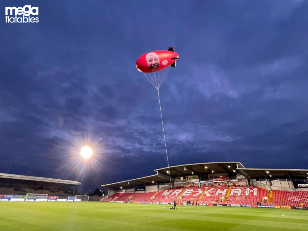 Wrexham FC Ryan Reynolds blimp by Megaflatables