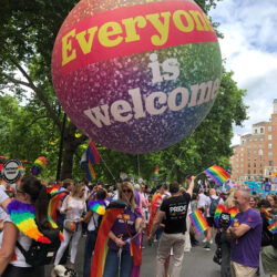 pride sphere parade inflatable