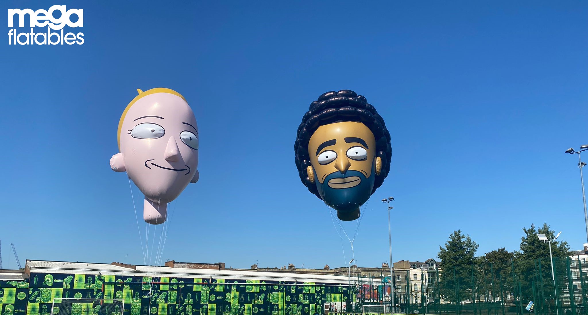 giant inflatable footballer heads