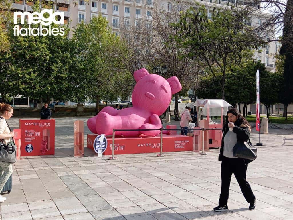 giant pink inflatable bear