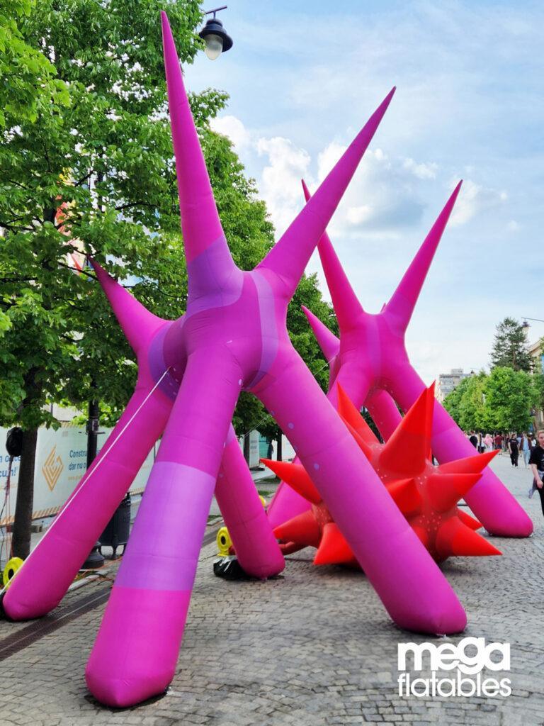 Inflatable spike art install